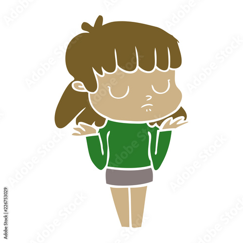 flat color style cartoon indifferent woman