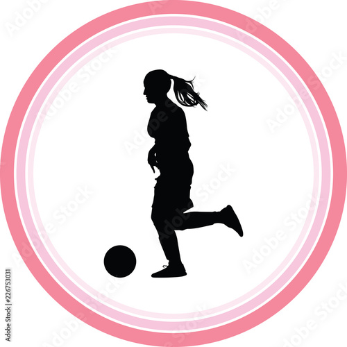 soccer women silhouette. girl player vector