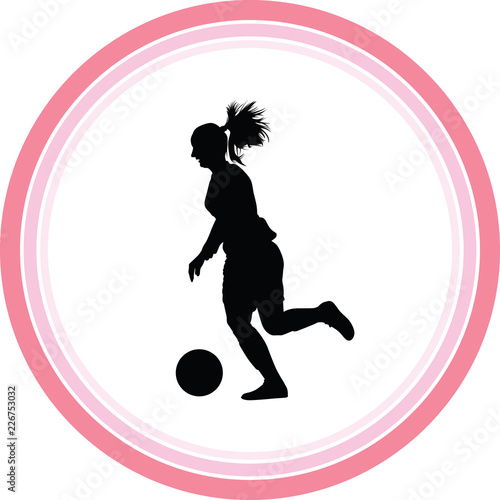 soccer women silhouette. girl player vector