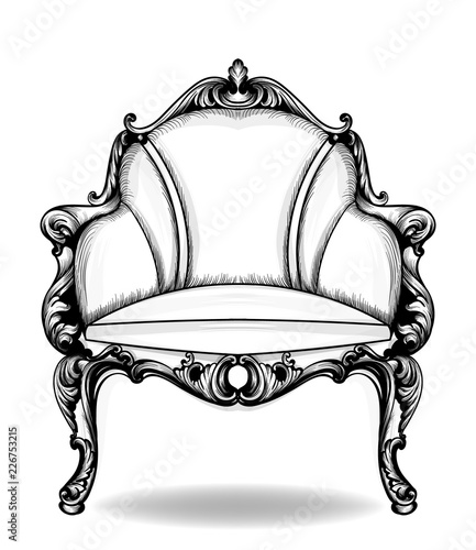 Baroque armchair Vector. French Luxury rich intricate structure. Victorian Ro...