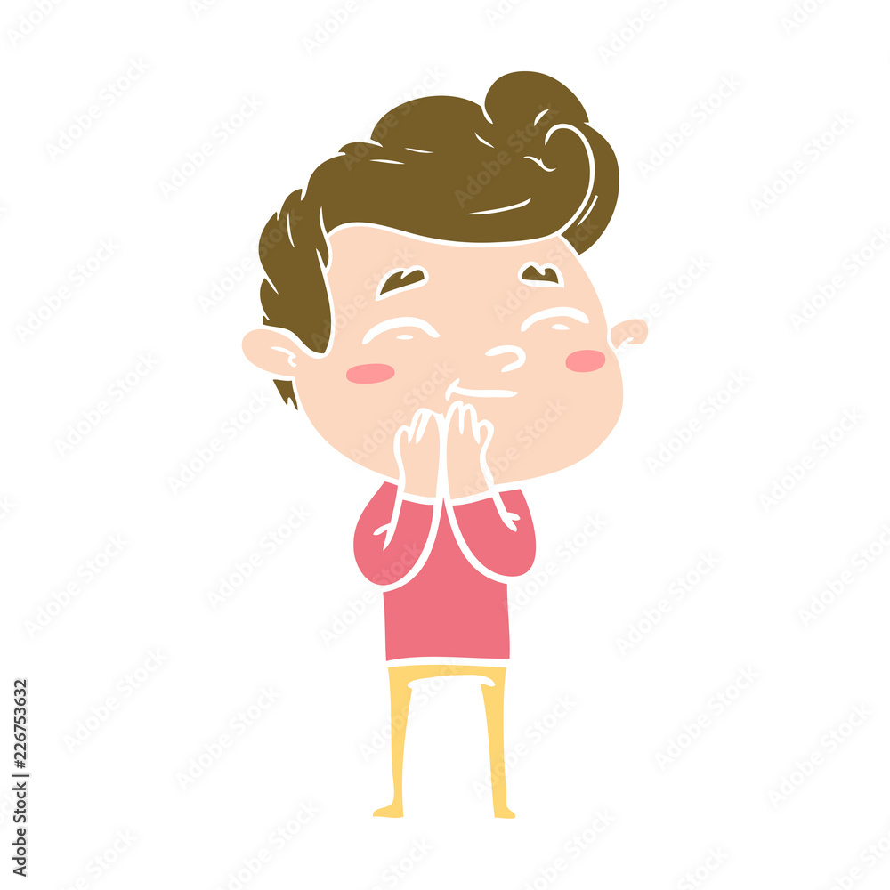 happy flat color style cartoon man happy flat color style cartoon man