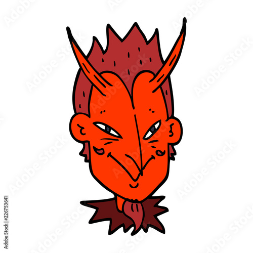 cartoon doodle devil face