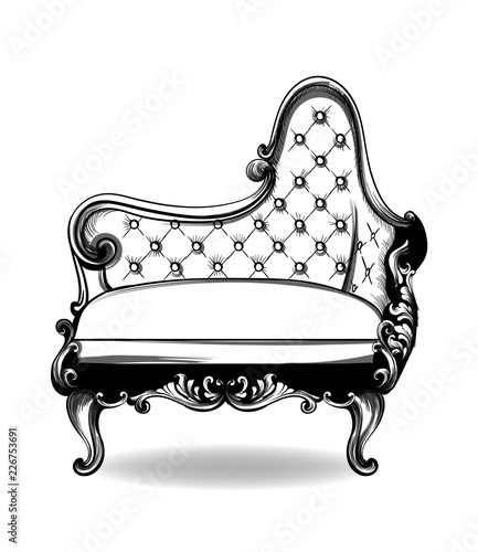 Baroque armchair Vector. French Luxury rich intricate structure. Victorian Ro...