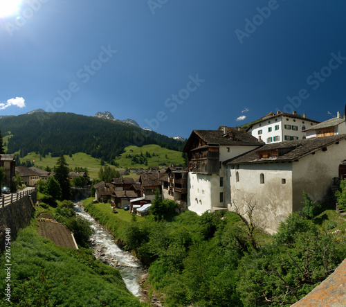 Alpine village of Splügen in Graubünden, Switzerland