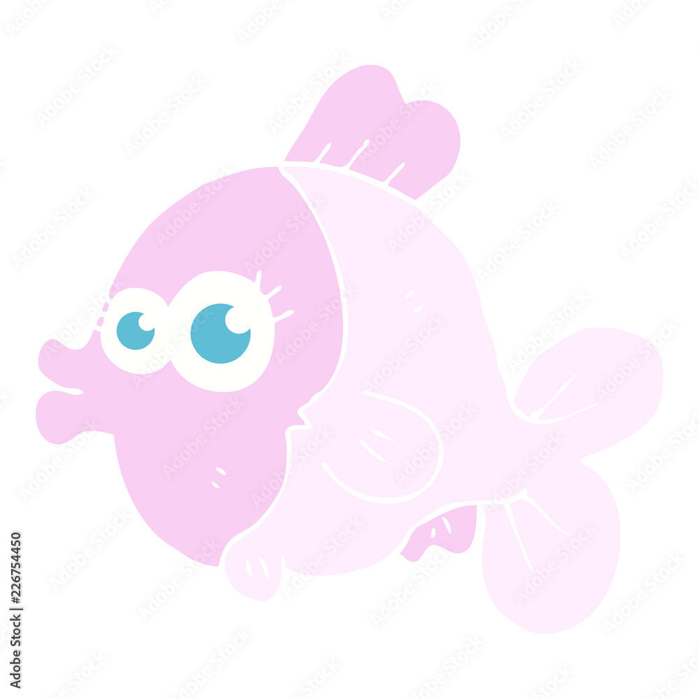 funny flat color illustration of a cartoon fish with big pretty eyes funny flat color illustration of a cartoon fish with big pretty eyes