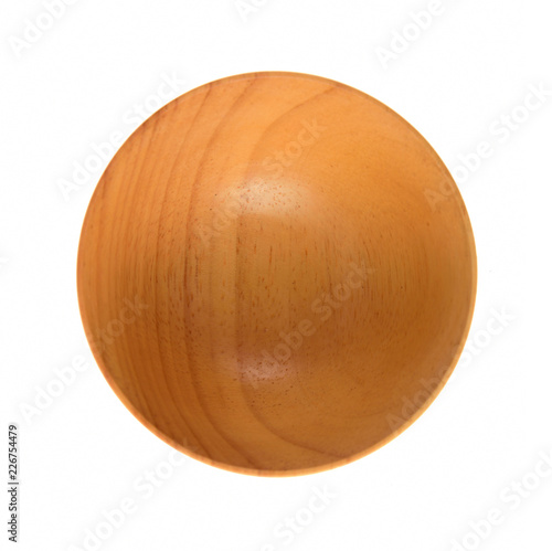 top view  empty wooden bowl  isolated on white background