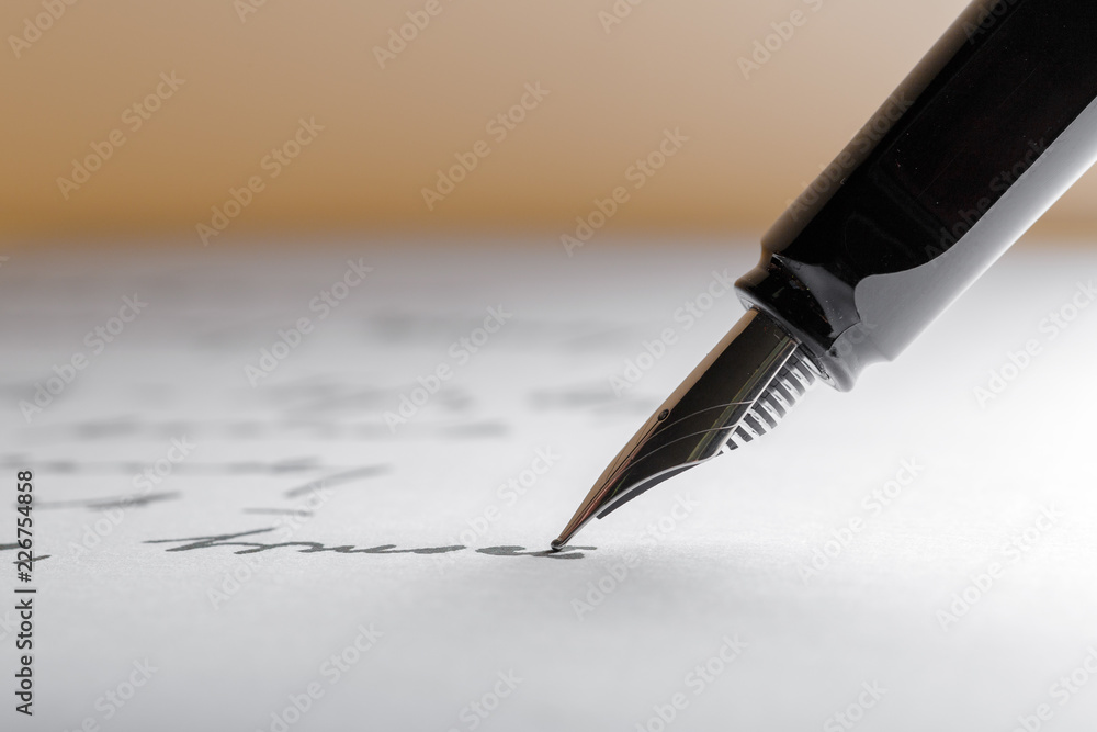 Fototapeta premium Fountain Pen on Written Page