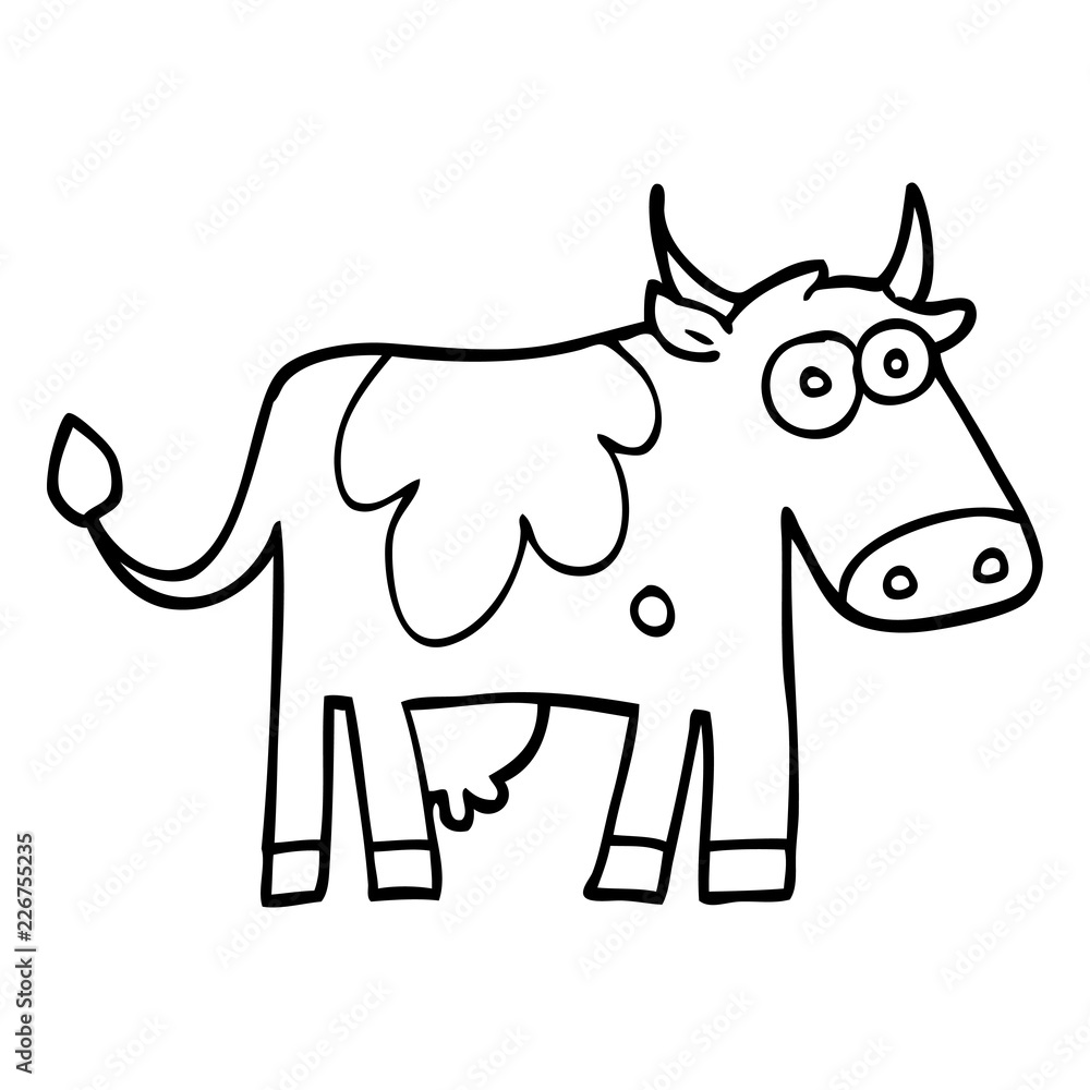 Fototapeta premium line drawing cartoon farm cow