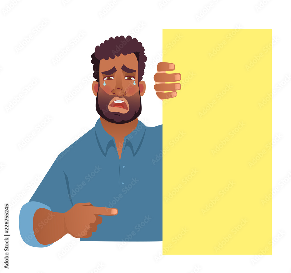 African man holding blank banner.