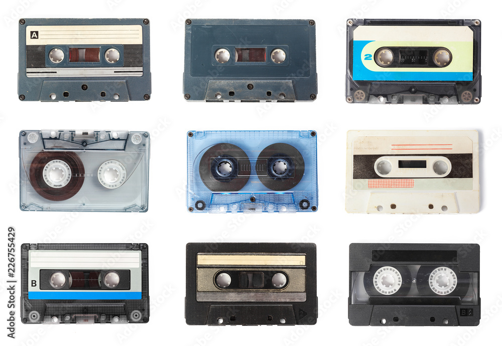 Fototapeta premium old audio cassette tape on white background