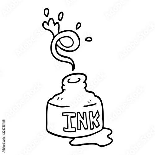 line drawing cartoon spilled ink bottle