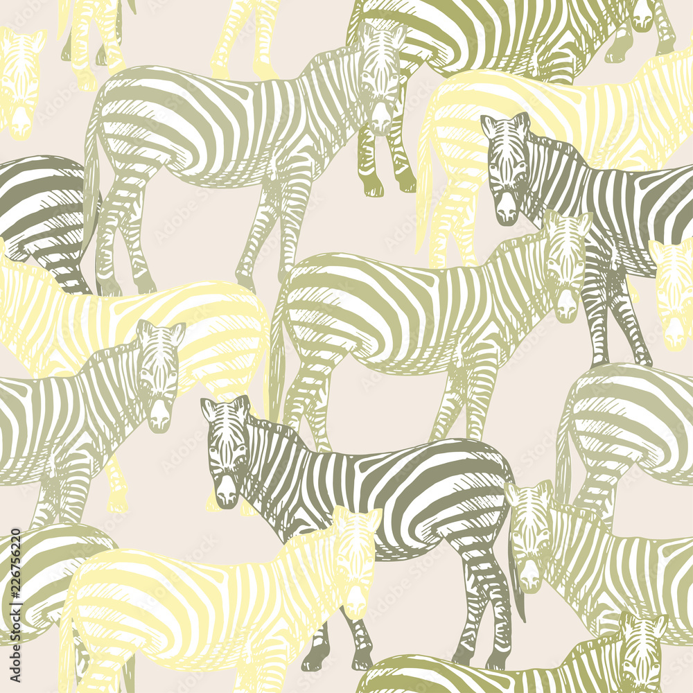 Fototapeta Vector illustration. Vector seamless zebra pattern. Paper background design.