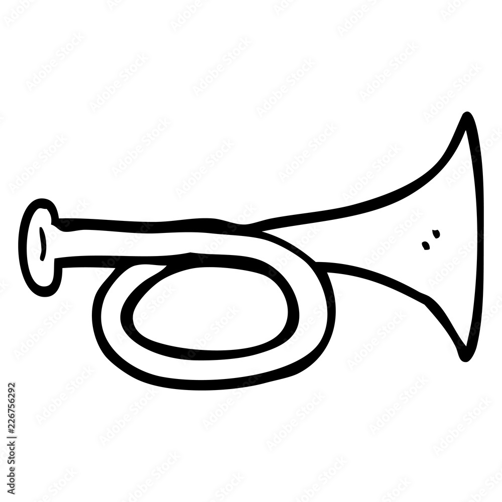 line drawing cartoon brass horn vector de Stock | Adobe Stock