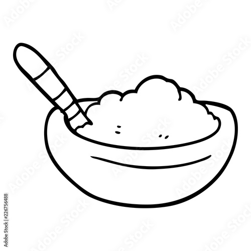 line drawing cartoon bowl of polenta
