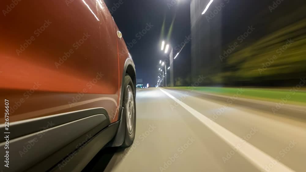 Drivelapse from Side of Car moving on a night highway timelapse hyperlapse Drivelapse from Side of Car moving on a night highway timelapse hyperlapse