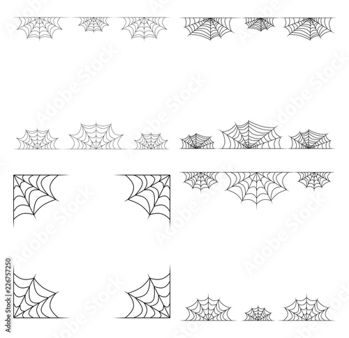 spiderweb frame, border, divider isolated on white background
