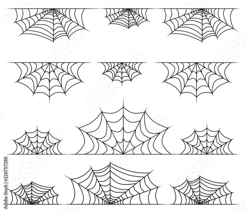 spiderweb frame, border, divider isolated on white background