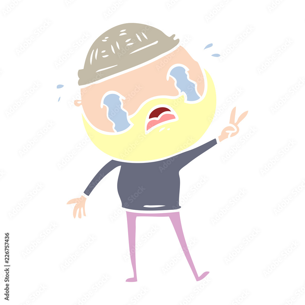 flat color style cartoon bearded man crying flat color style cartoon bearded man crying