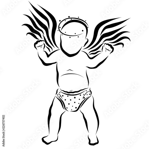 Wallpaper Mural Funny winged baby in shorts with a pattern Torontodigital.ca