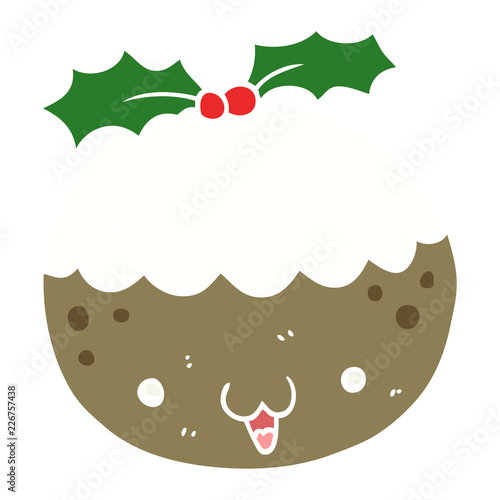 cute flat color style cartoon christmas pudding