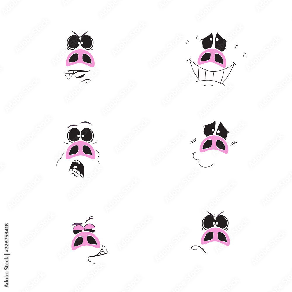 Pig set. Funny pink pigs - 2019 Chinese New Year symbols