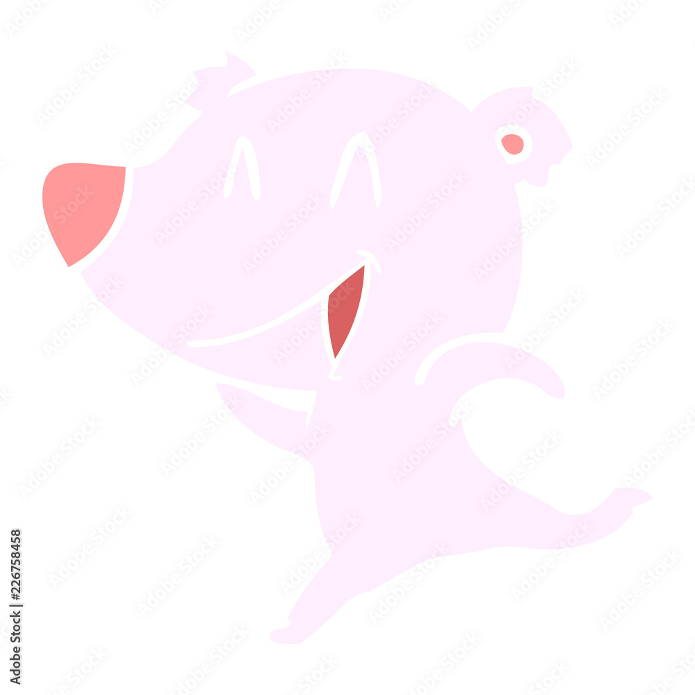 Naklejka premium laughing bear flat color style cartoon