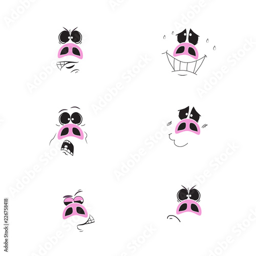 Pig set. Funny pink pigs - 2019 Chinese New Year symbols © Marina