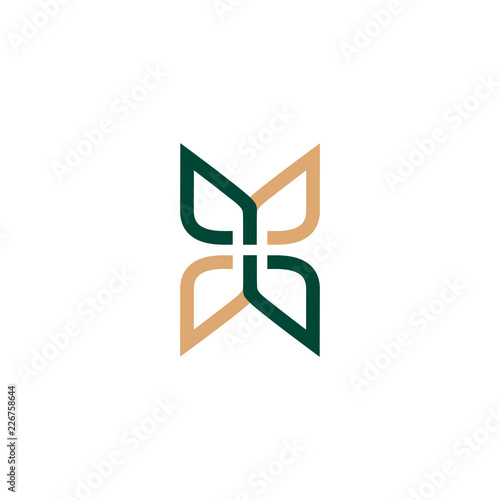 Flower logo. intersection. letter B, letter H. vector design. 