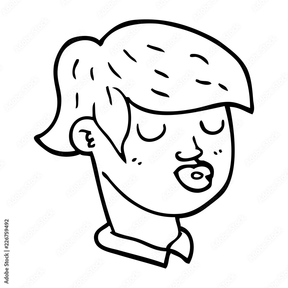 Fototapeta premium line drawing cartoon of boys face