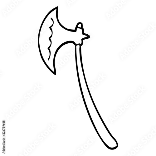 line drawing cartoon medieval axe