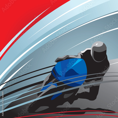 Motorcycle racer front view.