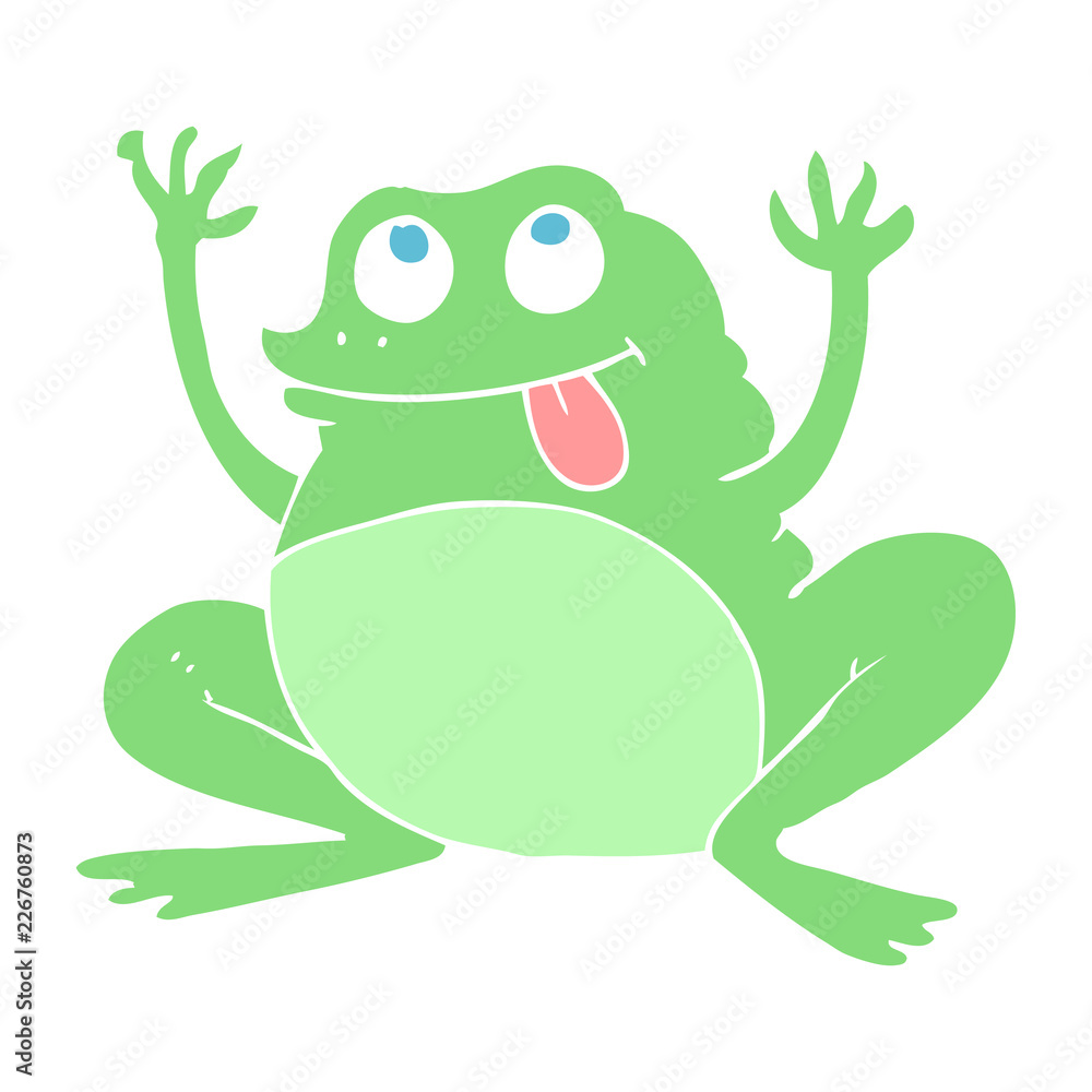 funny flat color illustration of a cartoon frog funny flat color illustration of a cartoon frog