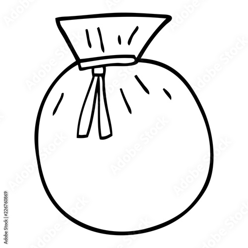 line drawing cartoon santa sack