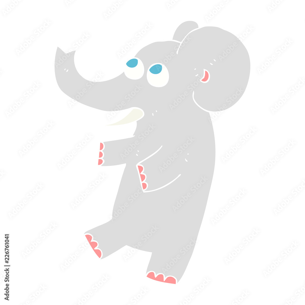 flat color illustration of a cartoon cute elephant flat color illustration of a cartoon cute elephant