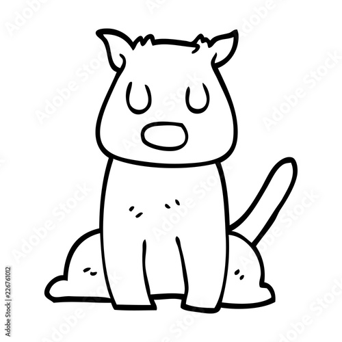 line drawing cartoon calm dog