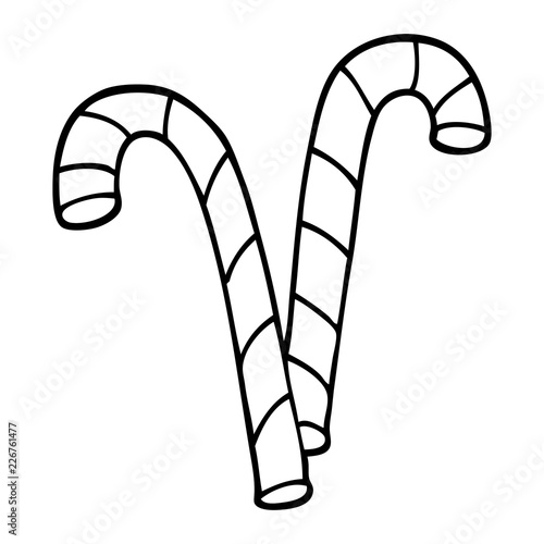 line drawing cartoon xmas candy cane