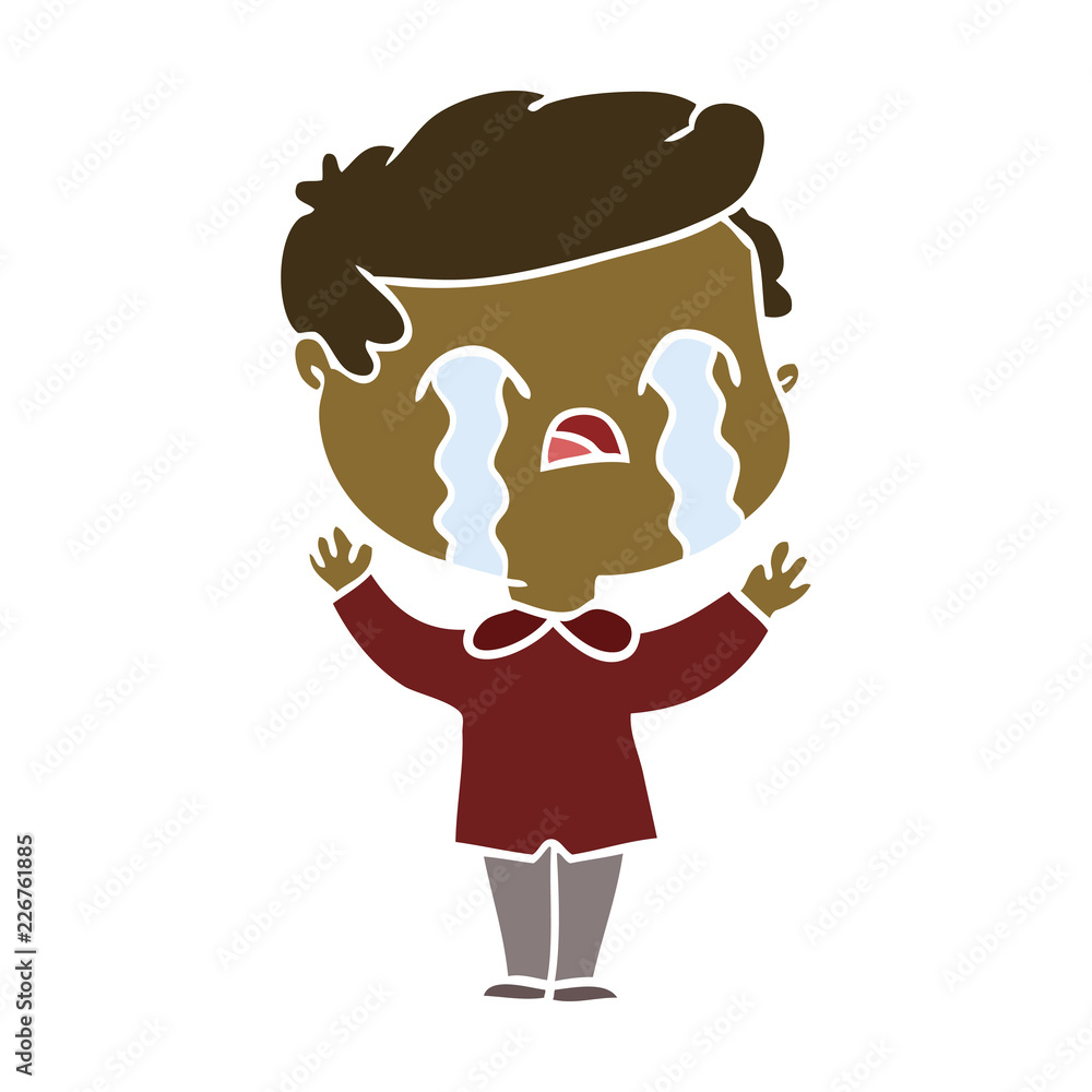 flat color style cartoon man crying flat color style cartoon man crying