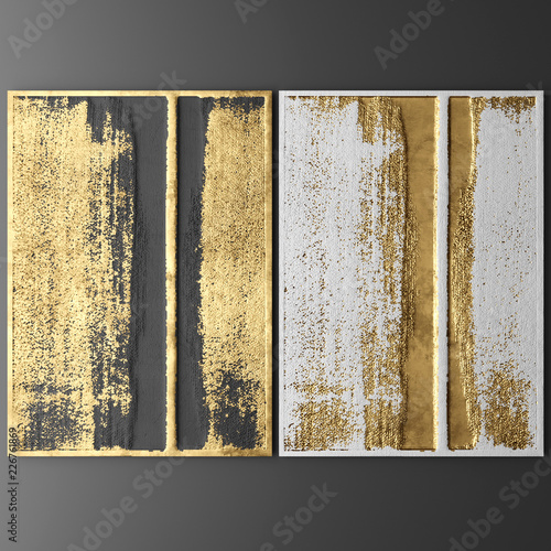 3D wall art, paintings with gold leaf