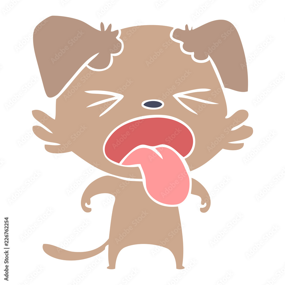 Fototapeta premium flat color style cartoon disgusted dog