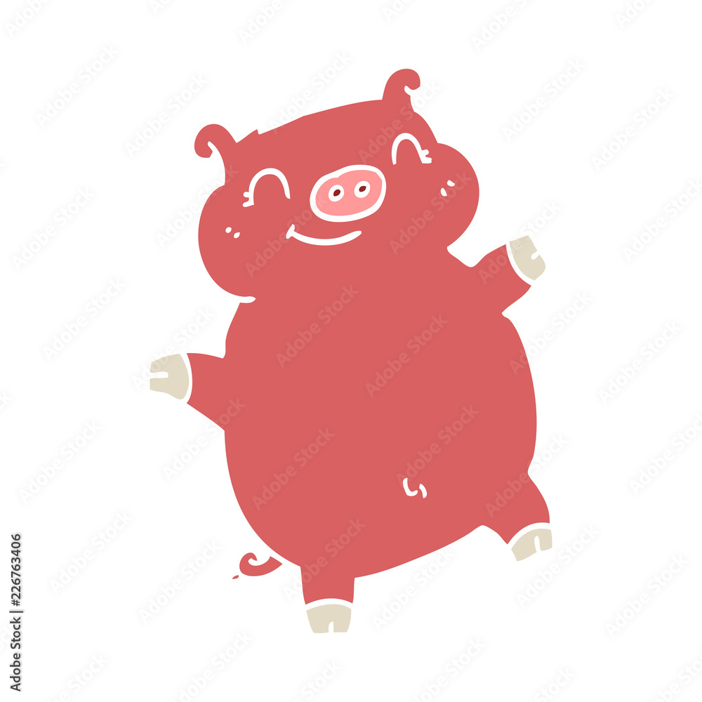 flat color style cartoon pig flat color style cartoon pig