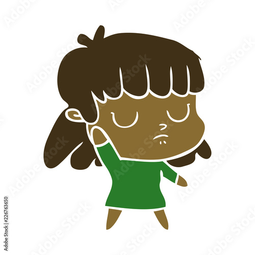 flat color style cartoon indifferent woman