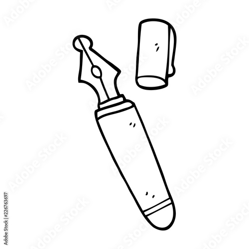 line drawing cartoon fountain pen