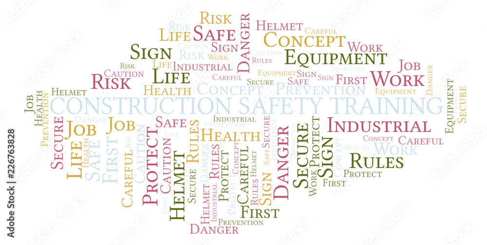 Construction Safety Training word cloud. Construction Safety Training word cloud.
