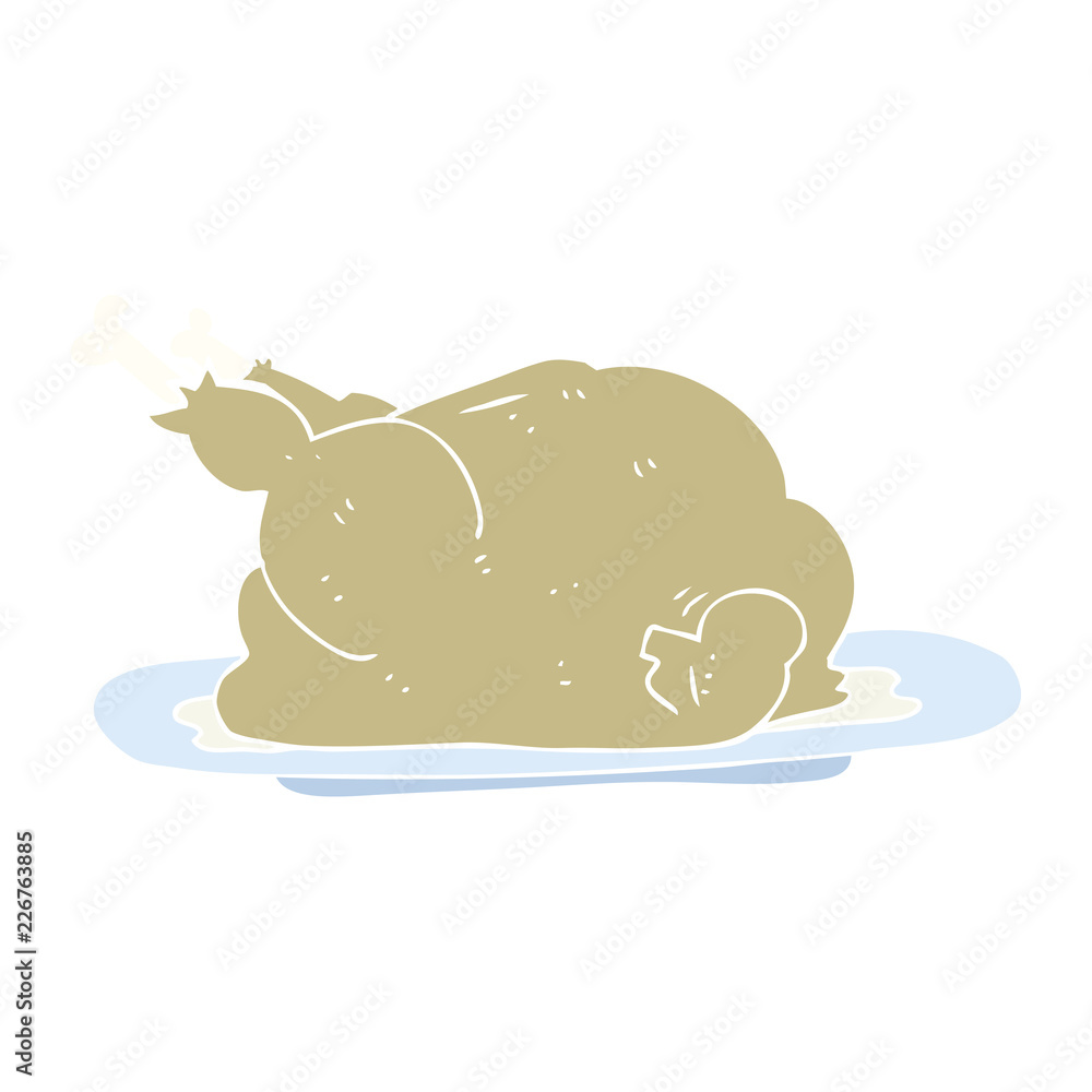 flat color illustration of a cartoon cooked chicken flat color illustration of a cartoon cooked chicken