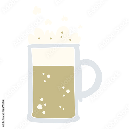 flat color illustration of a cartoon tankard of beer