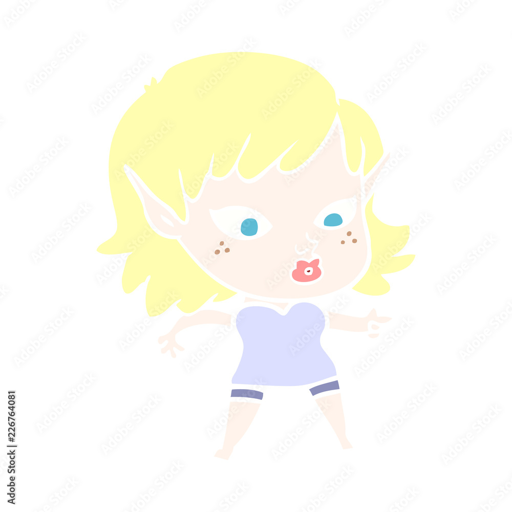 pretty flat color style cartoon elf girl pretty flat color style cartoon elf girl