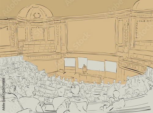 Businessman making presentation explaining charts on a white board. Business seminar.