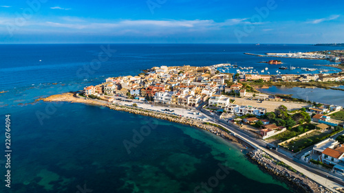 Aerial. Marzamemi, Province of Syracuse, Italy.