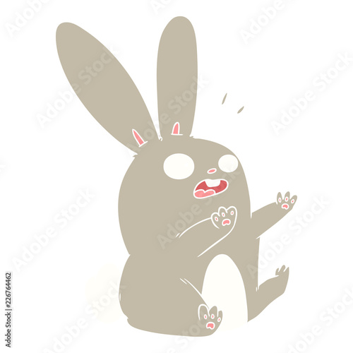 flat color style cartoon startled rabbit