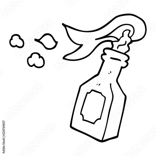 line drawing cartoon molotov cocktail